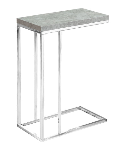 L&S Basics 10672 Accent Table - Grey Cement With Chrome Metal