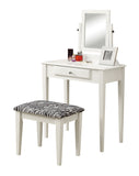 L&S Basics 10675 Vanity Set - 2Pcs Set / White With A Zebra Fabric Stool