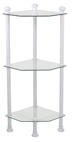 L&S Basics 10679 Bathroom Accent - 33"H / White Metal With Tempered Glass