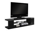 L&S Basics 10690 Tv Stand - 60"L / High Glossy Black With Tempered Glass