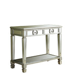 L&S Basics 10692 Console Table - 38"L / Brushed Silver / Mirror