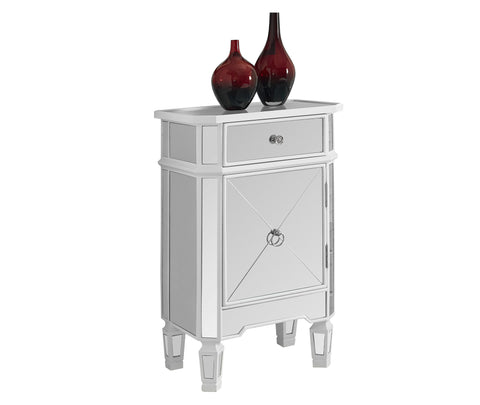 L&S Basics 10703 Accent Chest - 29"H / Satin White With Mirror