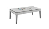 L&S Basics 10707 Coffee Table - 48"X 24" / Brushed Silver / Mirror