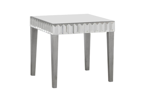 L&S Basics 10708 End Table - 24"X 24" / Brushed Silver / Mirror