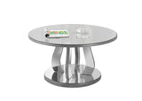 L&S Basics 10710 Coffee Table - 36"Dia / Brushed Silver / Mirror