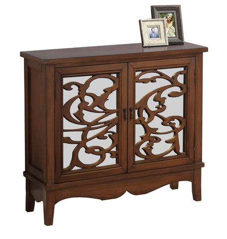 L&S Basics 10716 Accent Chest - Dark Walnut / Mirror Traditional Style