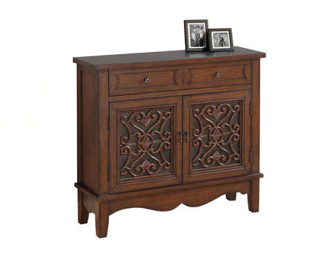 L&S Basics 10718 Accent Chest - Dark Walnut / Glass Traditional Style