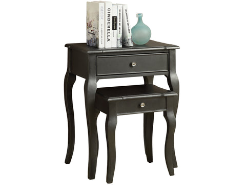 L&S Basics 10723 Nesting Table - 2Pcs Set / Antique Black Veneer