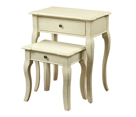 L&S Basics 10724 Nesting Table - 2Pcs Set / Antique White Veneer