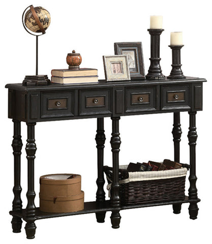 L&S Basics 10725 Console Table - 48"L / Antique Black Traditional Style