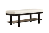 L&S Basics 10739 Bench - 48"L / Black Solid Wood / White Leather-Look