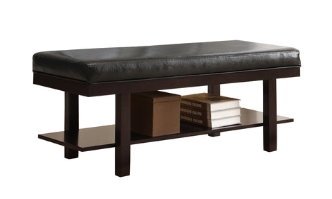 L&S Basics 10740 Bench - 48"L / Cappuccino Solid Wood / Brown Seat