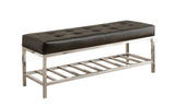 L&S Basics 10741 Bench - 48"L / Black Leather-Look / Chrome Metal