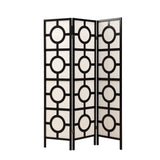 L&S Basics 10745 Folding Screen - 3 Panel / Black Frame" Circle Design "