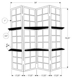 L&S Basics 10747 Folding Screen - 4 Panel / Cappuccino / 2 Display Shelves