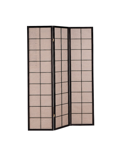 L&S Basics 10749 Folding Screen - 3 Panel / Cappuccino With Fabric Inlay