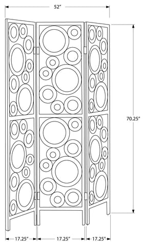 L&S Basics 10752 Folding Screen - 3 Panel / Silver " Bubble Design "