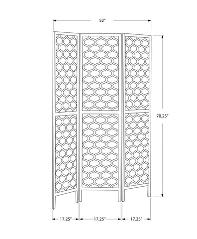 L&S Basics 10753 Folding Screen - 3 Panel / Gold Frame " Lantern Design "