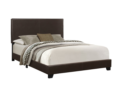 L&S Basics 10755 Bed - Queen Size / Dark Brown Leather-Look