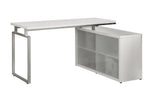 L&S Basics 10781 Computer Desk - White Corner With Frosted Glass