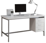 L&S Basics 10789 Computer Desk - 60"L / White / Silver Metal