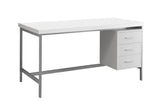 L&S Basics 10789 Computer Desk - 60"L / White / Silver Metal