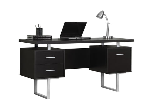 L&S Basics 10811 Computer Desk - 60"L / Cappuccino / Silver Metal
