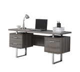 L&S Basics 10813 Computer Desk - 60"L / Dark Taupe / Silver Metal