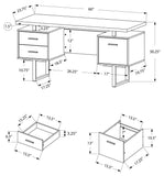 L&S Basics 10814 Computer Desk - 60"L / Walnut / Silver Metal