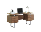 L&S Basics 10814 Computer Desk - 60"L / Walnut / Silver Metal
