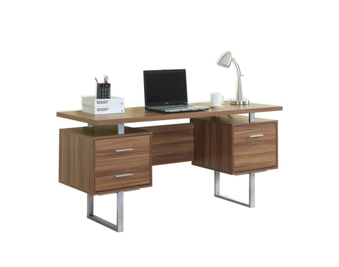 L&S Basics 10814 Computer Desk - 60"L / Walnut / Silver Metal