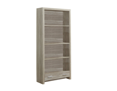 L&S Basics 10815 Bookcase - 71"H / Natural With A Storage Drawer