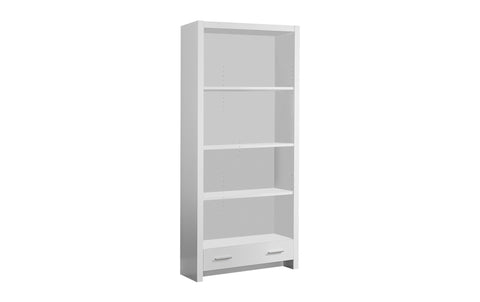 L&S Basics 10816 Bookcase - 71"H / White With A Storage Drawer