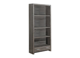 L&S Basics 10817 Bookcase - 71"H / Dark Taupe With A Storage Drawer