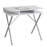 L&S Basics 10822 Computer Desk - 31"L / White Top / Silver Metal