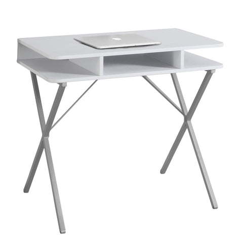 L&S Basics 10822 Computer Desk - 31"L / White Top / Silver Metal