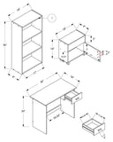 L&S Basics 10824 Computer Desk - 3Pcs Set / Maple Desk / Bookcase / Cart
