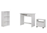 L&S Basics 10825 Computer Desk - 3Pcs Set / White Desk / Bookcase / Cart