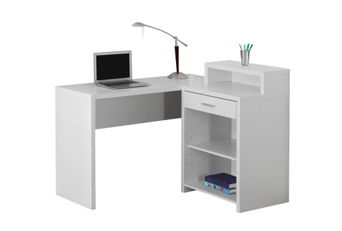 L&S Basics 10833 Computer Desk - White Corner With Storage