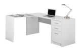 L&S Basics 10843 Computer Desk - White Corner With Tempered Glass