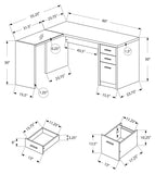 L&S Basics 10844 Computer Desk - Cappuccino Corner With Tempered Glass