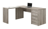 L&S Basics 10845 Computer Desk - Dark Taupe Corner With Tempered Glass