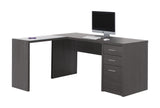 L&S Basics 10846 Computer Desk - Grey Corner With Tempered Glass