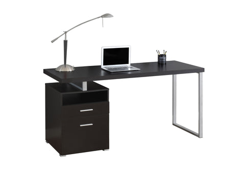 L&S Basics 10847 Computer Desk - 60"L / Cappuccino / Silver Metal