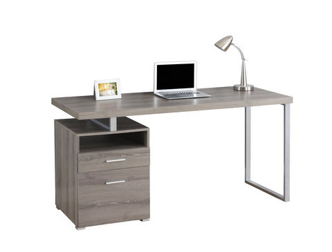 L&S Basics 10849 Computer Desk - 60"L / Dark Taupe / Silver Metal