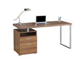 L&S Basics 10850 Computer Desk - 60"L / Walnut / Silver Metal