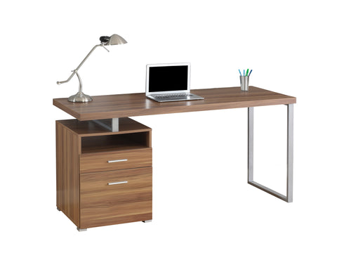 L&S Basics 10850 Computer Desk - 60"L / Walnut / Silver Metal