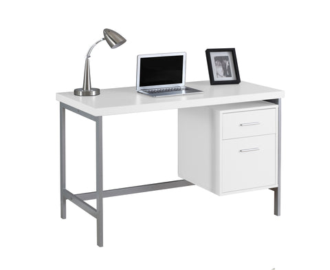 L&S Basics 10852 Computer Desk - 48"L / White / Silver Metal