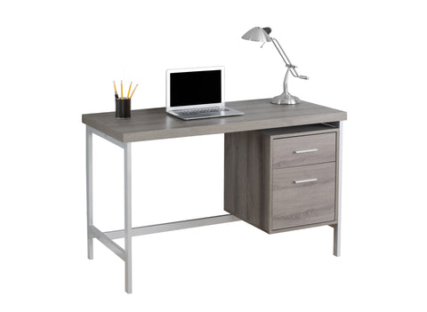 L&S Basics 10853 Computer Desk - 48"L / Dark Taupe / Silver Metal