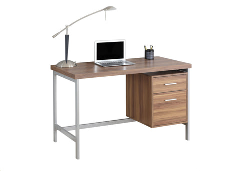 L&S Basics 10854 Computer Desk - 48"L / Walnut / Silver Metal